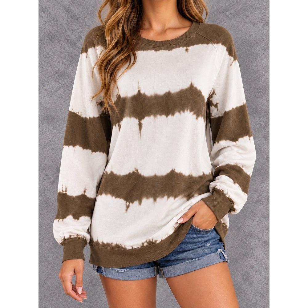 Seroya Tie Dye Sweater Womens XS Brown White Oversized Slouchy Boho Knit